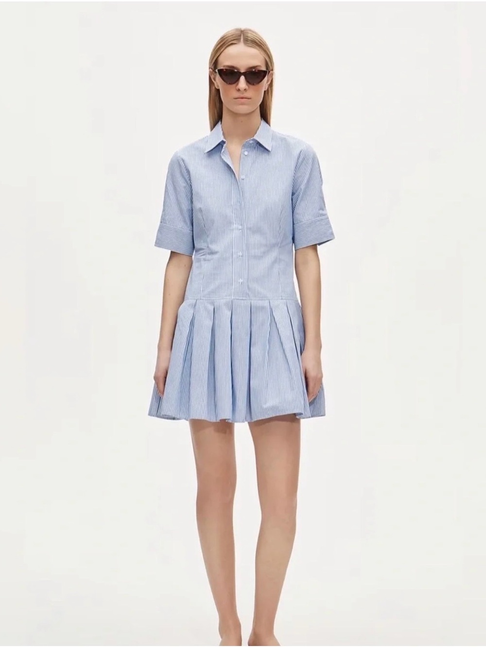J. Crew Ophelia Light Blue Striped Shirt Mini Dress
